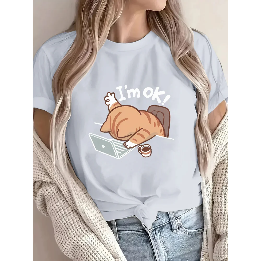 "I'm Okay" Cat Graphic T-Shirt.