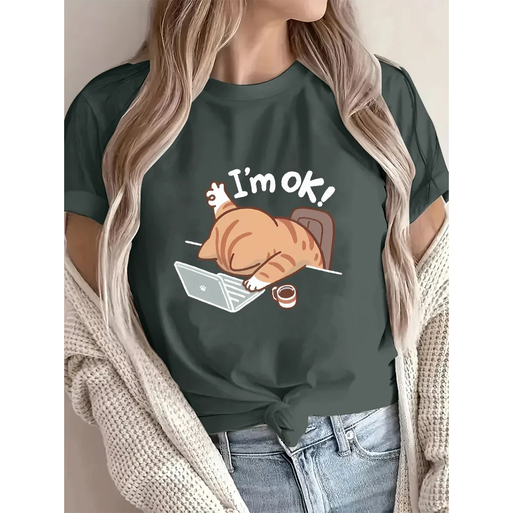 "I'm Okay" Cat Graphic T-Shirt.