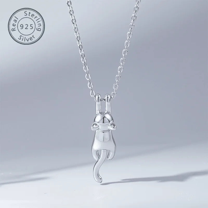 Sterling Silver Cat Necklace.