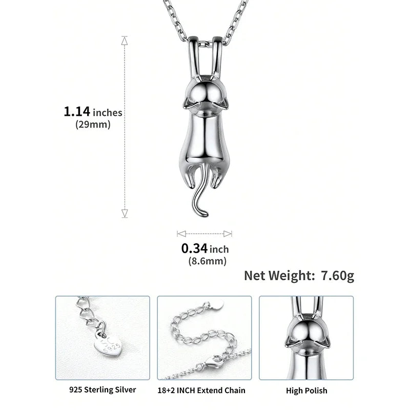 Sterling Silver Cat Necklace.