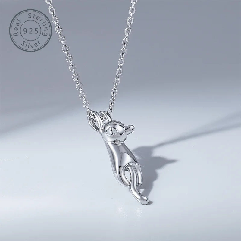 Sterling Silver Cat Necklace.