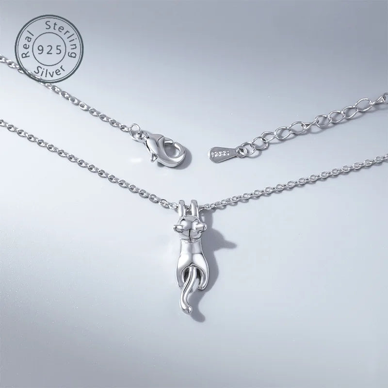 Sterling Silver Cat Necklace.