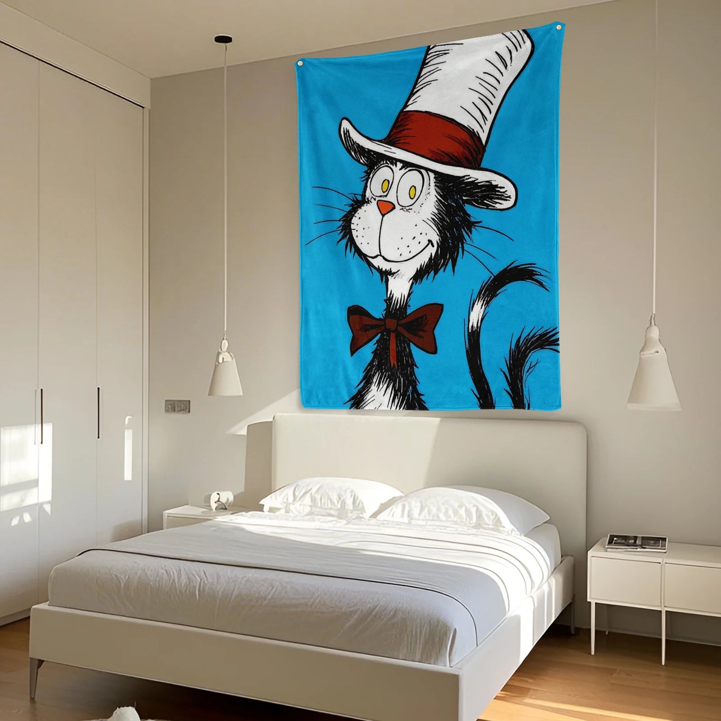 Cat In Hat Tapestry Blanket.