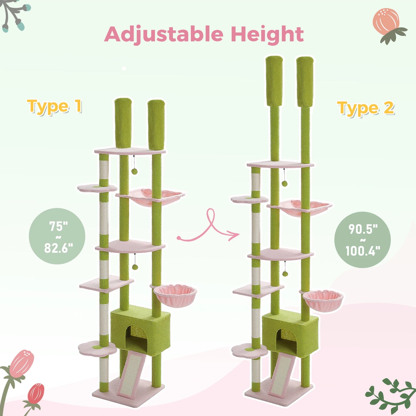 Cactus Cat Tree Floor to Ceiling Cat Tower.