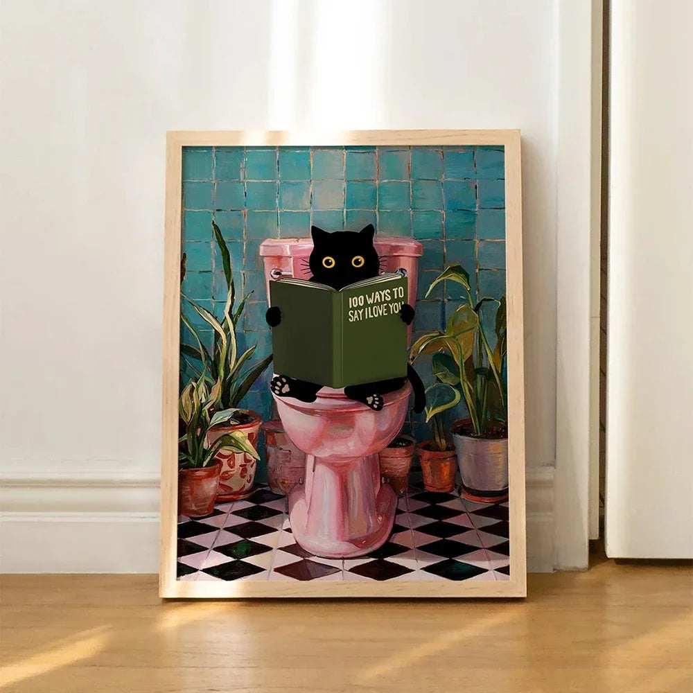 Bathroom Cat Canvas.