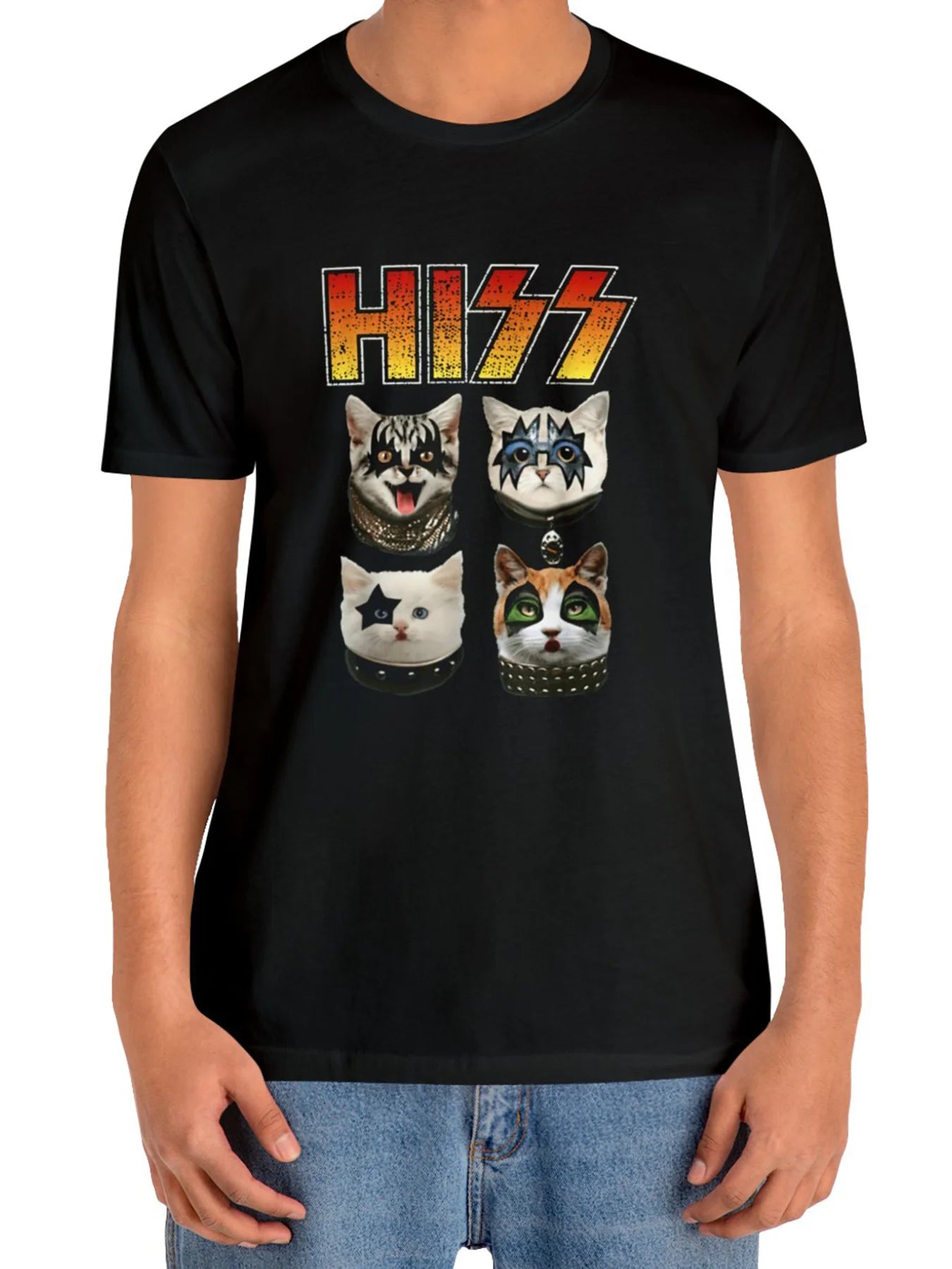 Men's Cat Pattern Cotton T-Shirt.
