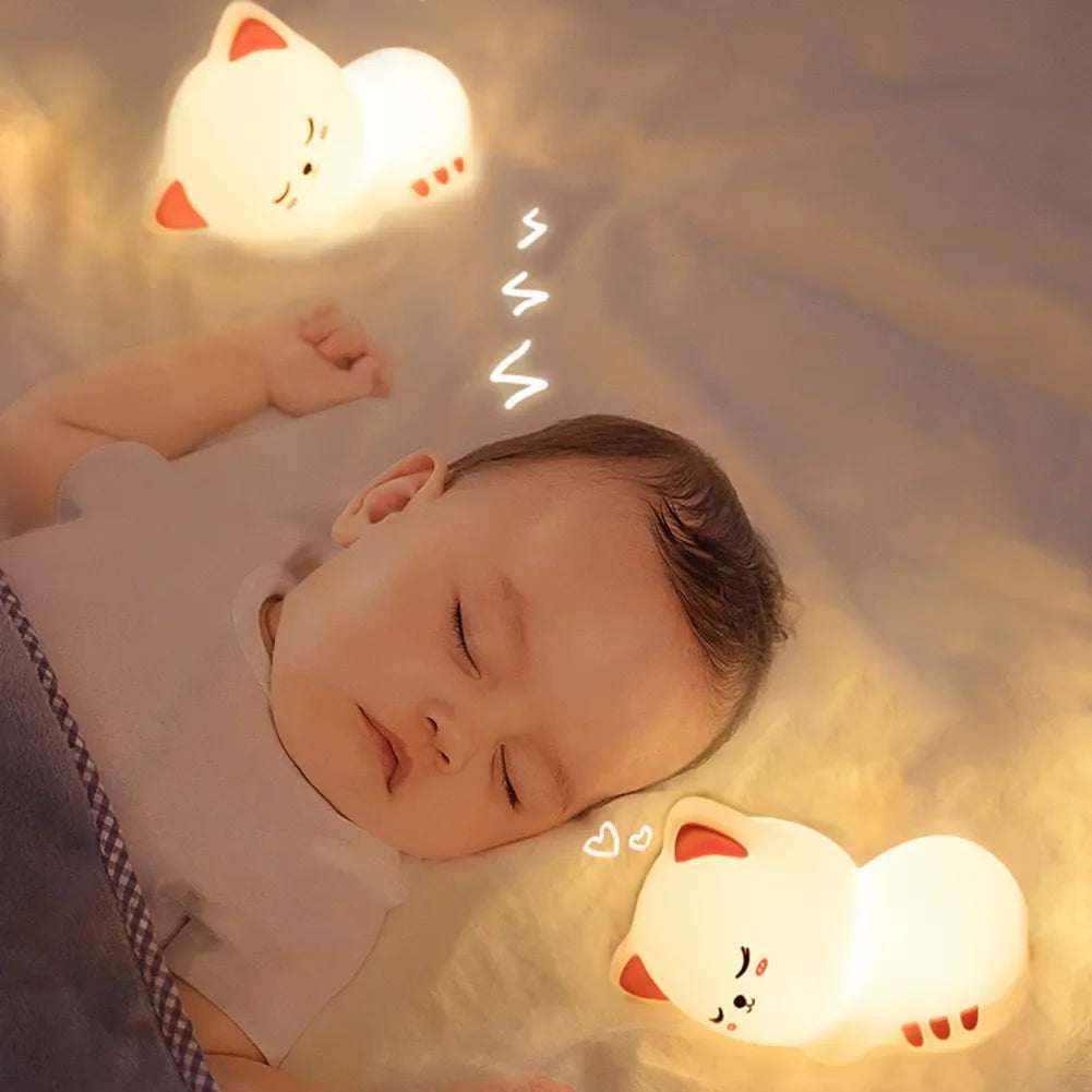 Cute Rechargeable Silicone LED Cat Night Light.