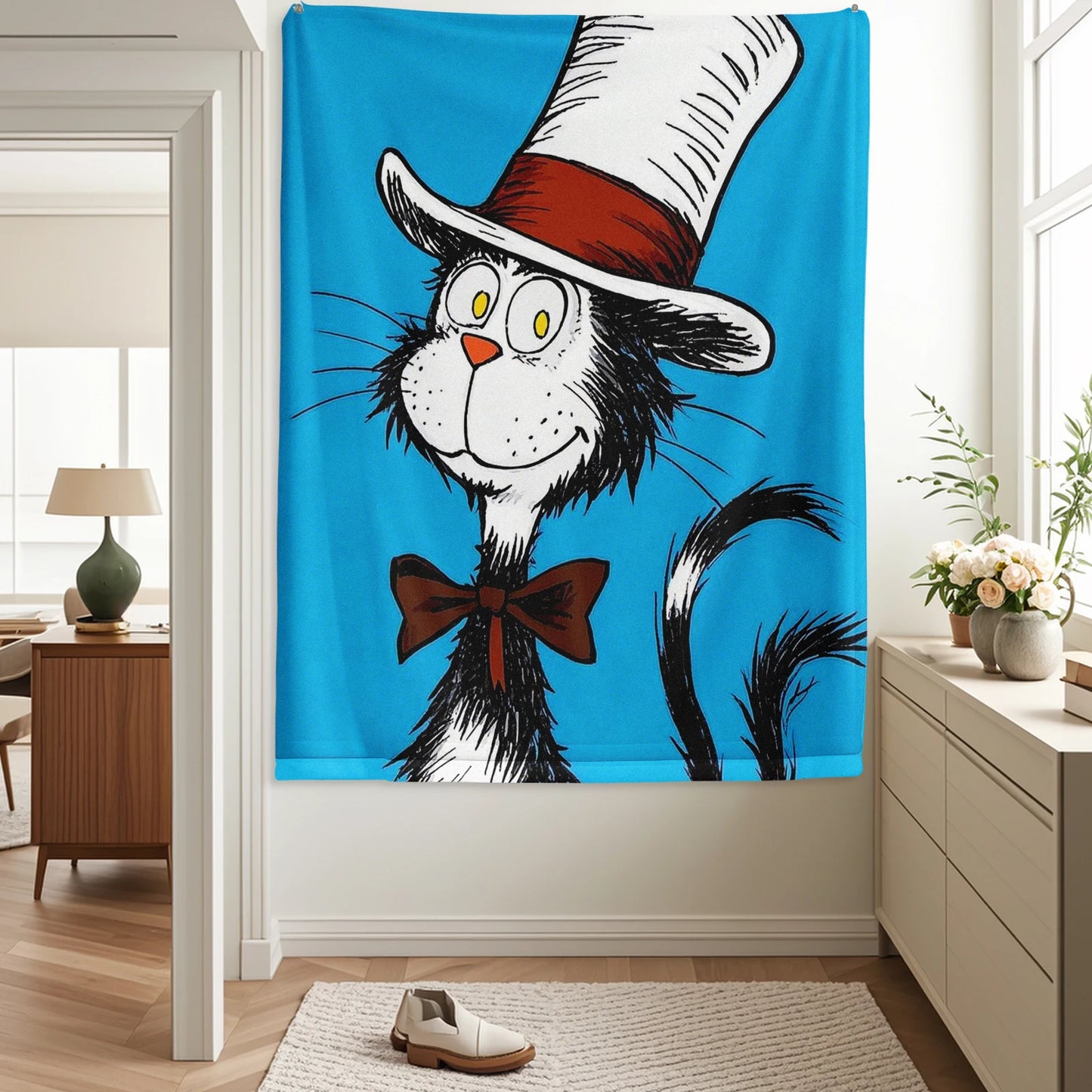 Cat In Hat Tapestry Blanket.