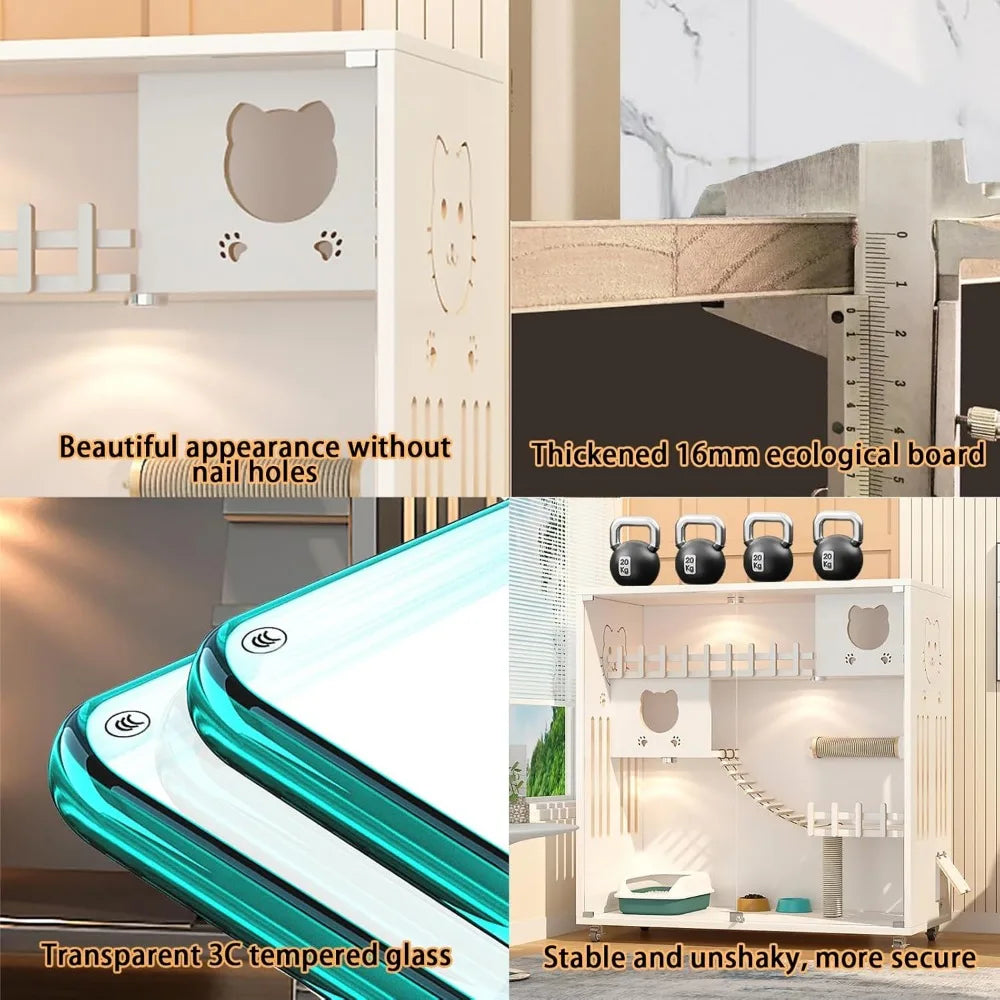 Multi-Feature Enclosed Cat House.