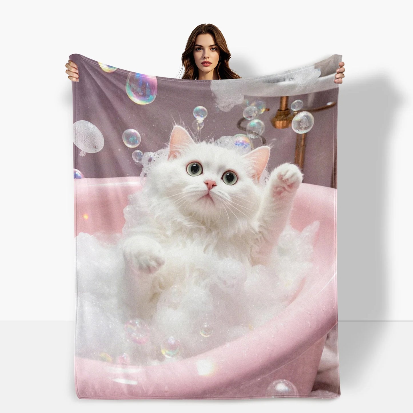 Pink Cat Bath Time Blanket.