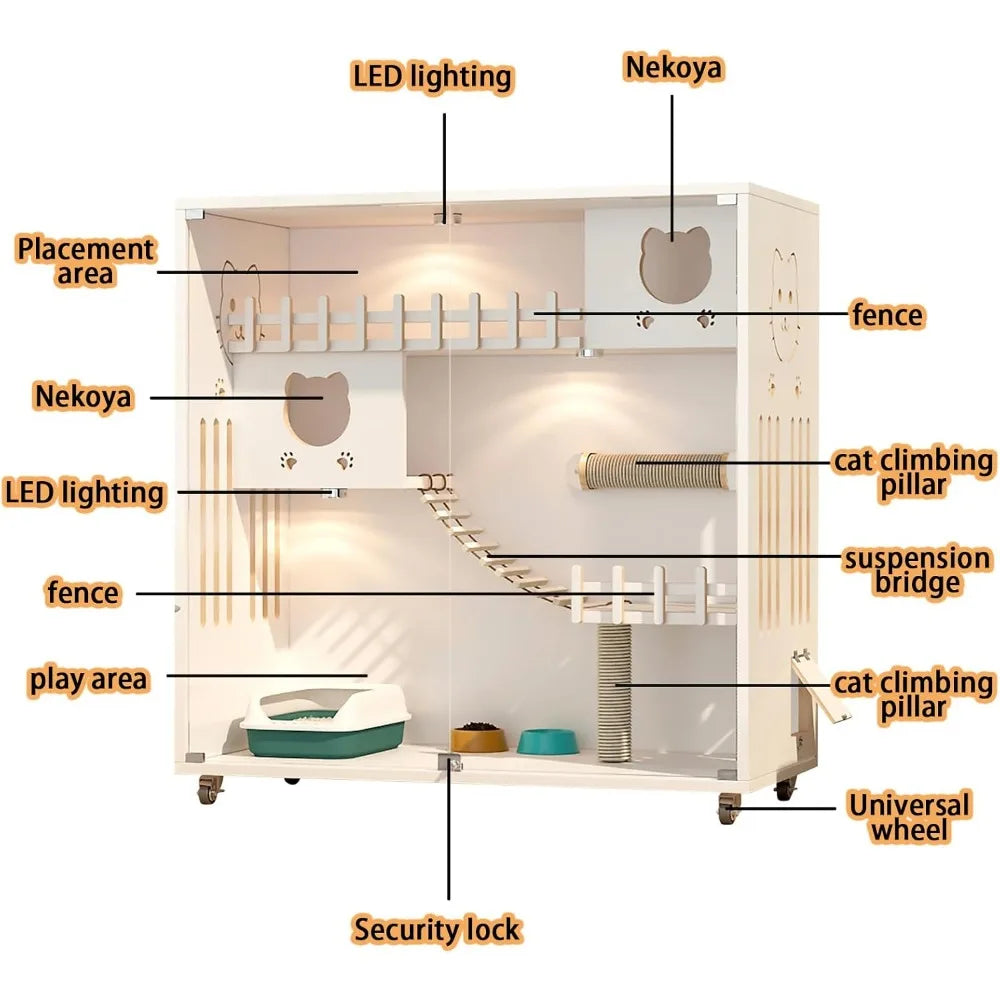 Multi-Feature Enclosed Cat House.