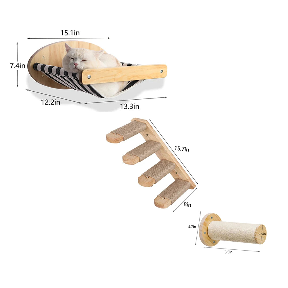3Pcs Cat Hammock with Four Steps.