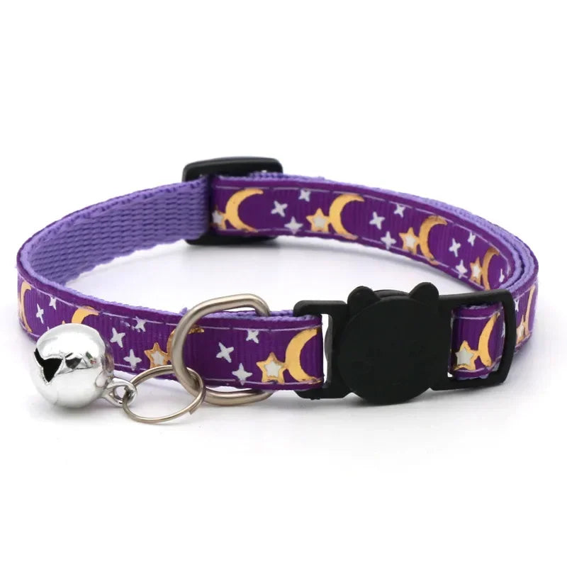 Cat Collar with Bell Cartoon Star Moon.