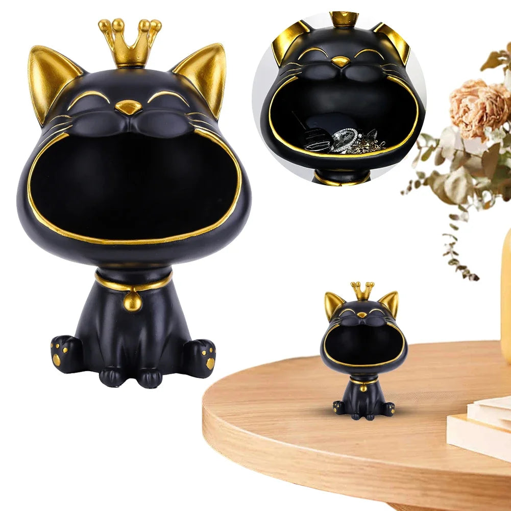 Exquisite Resin Lucky Cat Figurine. Storage Box Creative