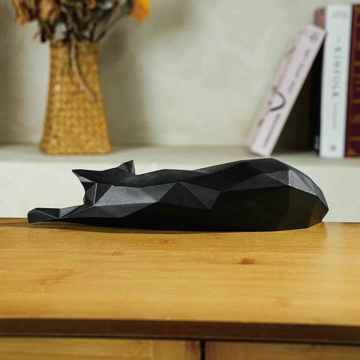 White, Black Cat Statue.