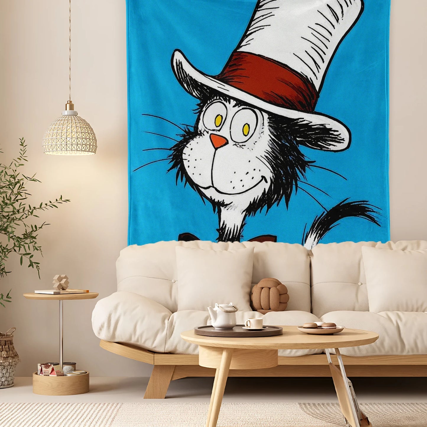 Cat In Hat Tapestry Blanket.