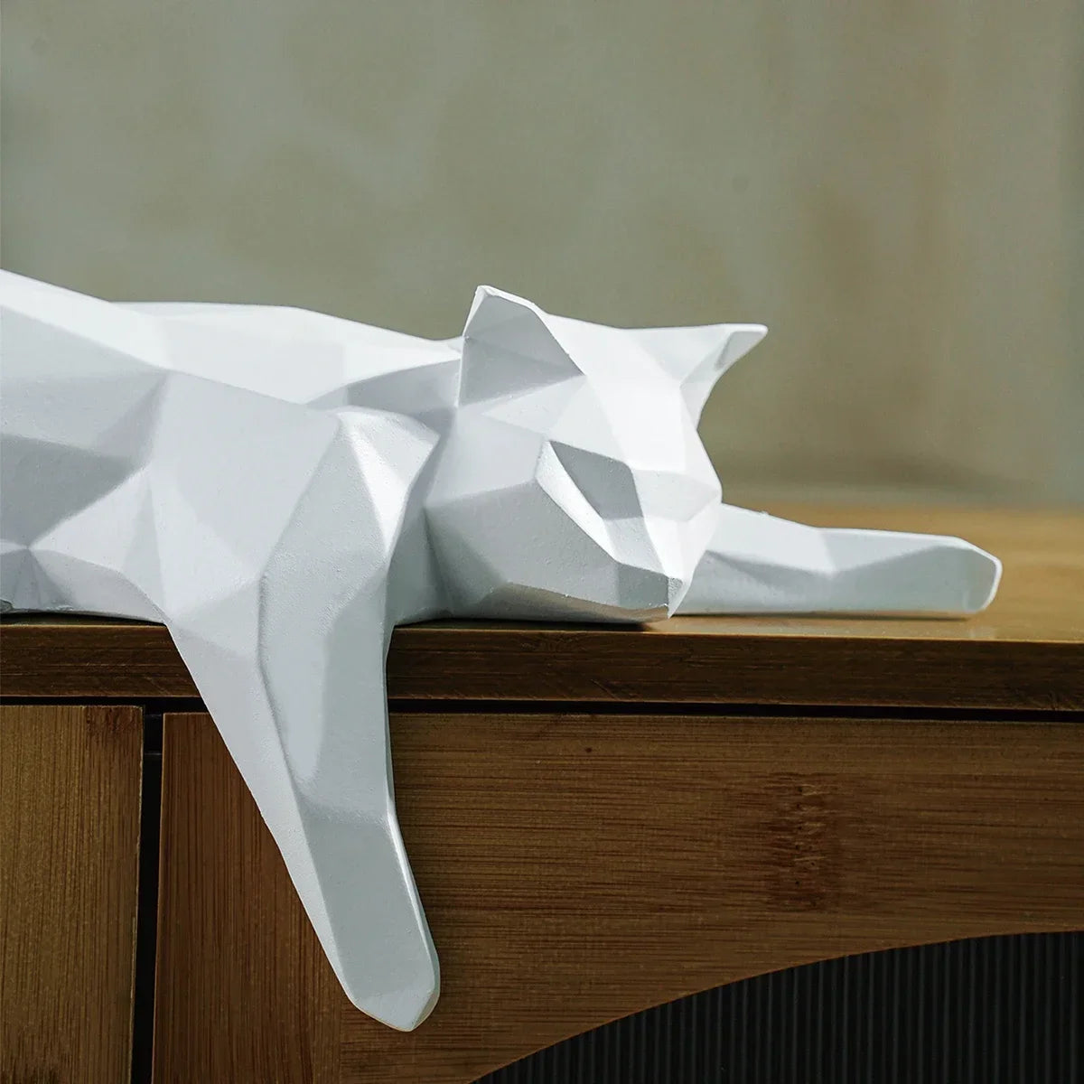 White, Black Cat Statue.