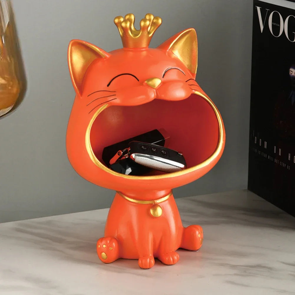 Exquisite Resin Lucky Cat Figurine. Storage Box Creative