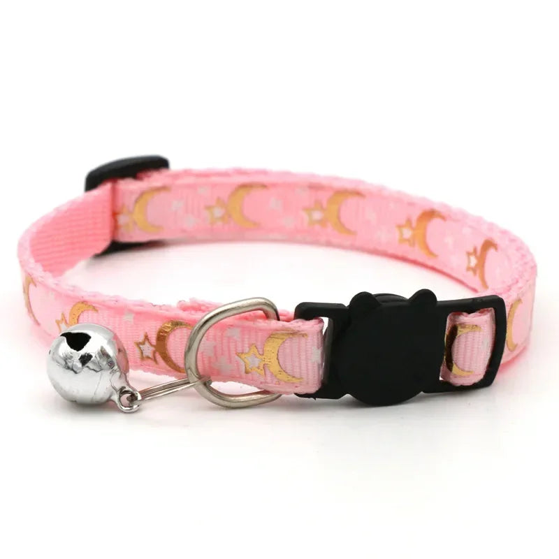 Cat Collar with Bell Cartoon Star Moon.