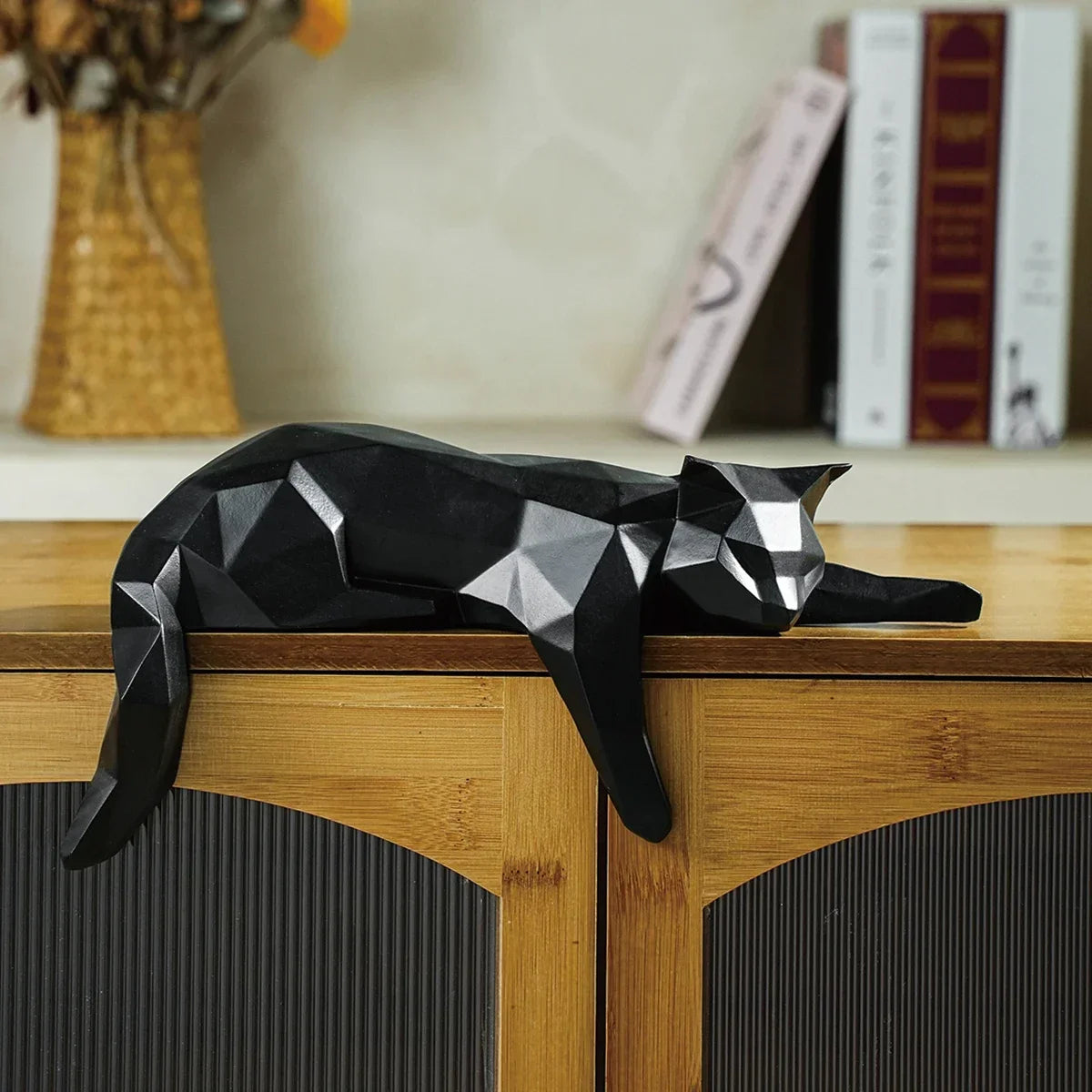White, Black Cat Statue.