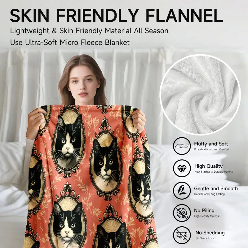 Black Cat Portrait Blanket.