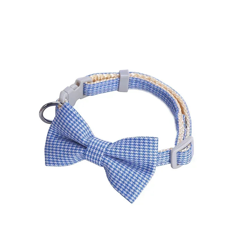 Bow Plaid Pet Collar.