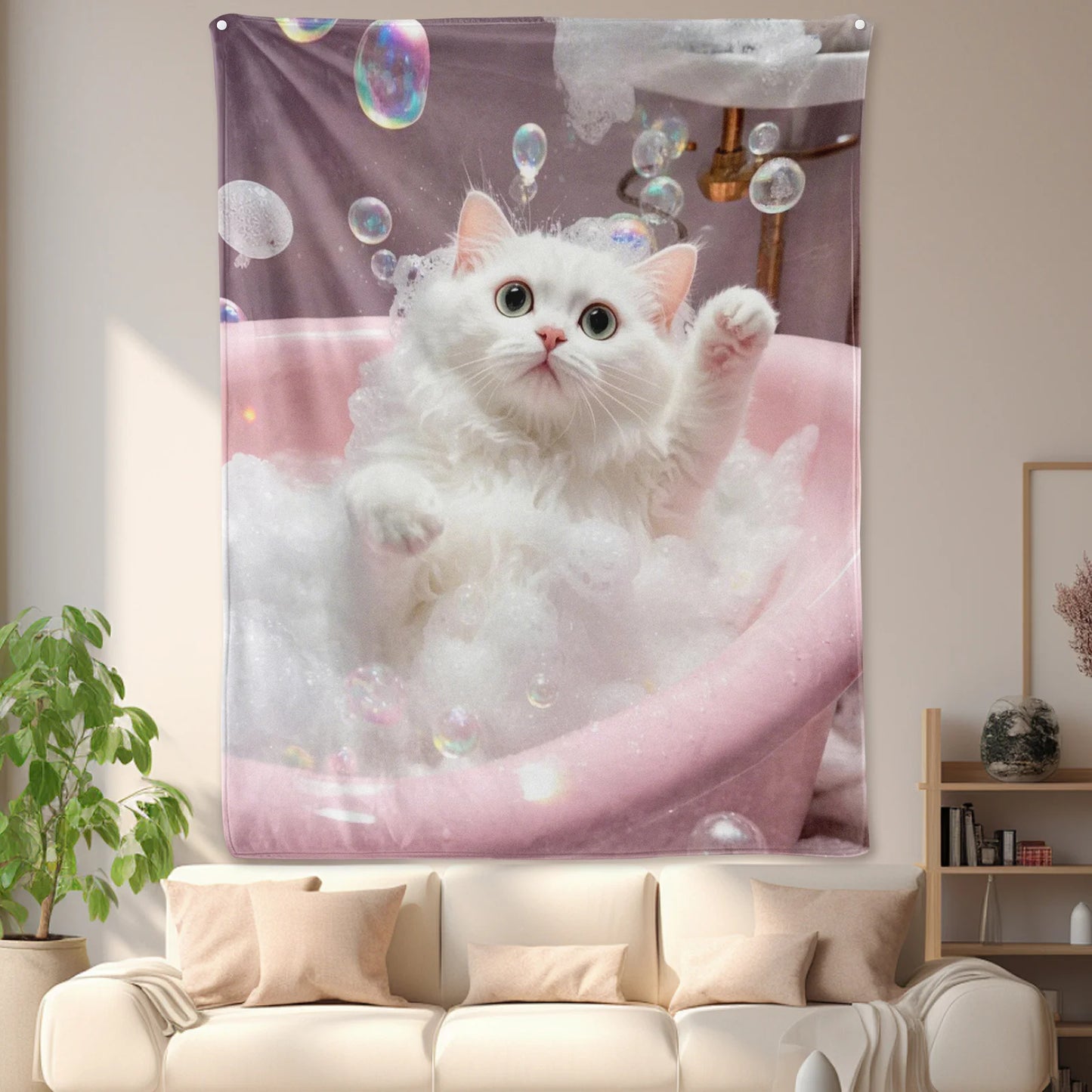 Pink Cat Bath Time Blanket.