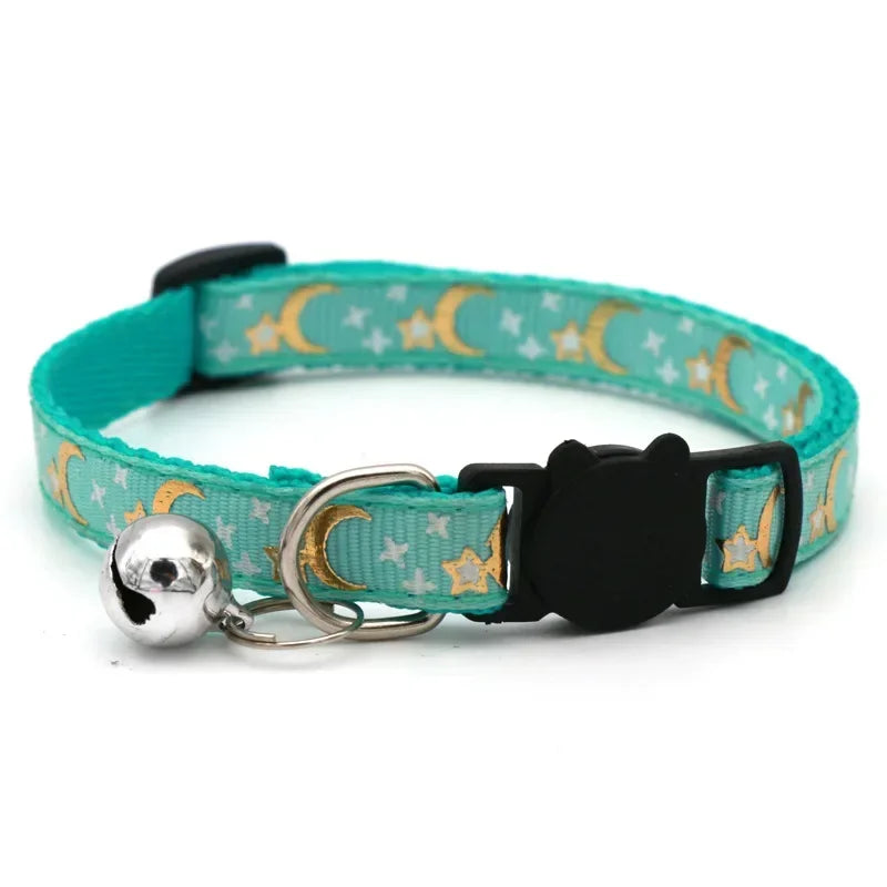 Cat Collar with Bell Cartoon Star Moon.