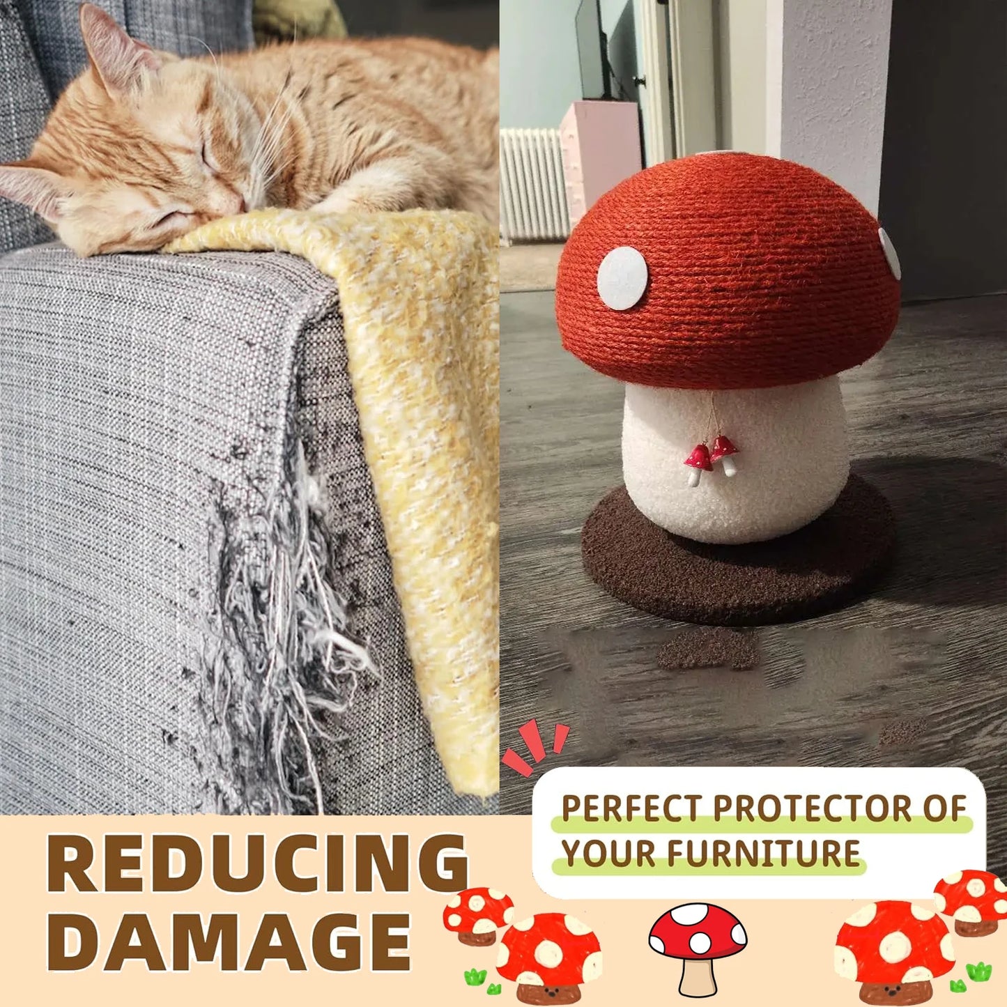 Mushroom-Shaped Cat Scratching Post.