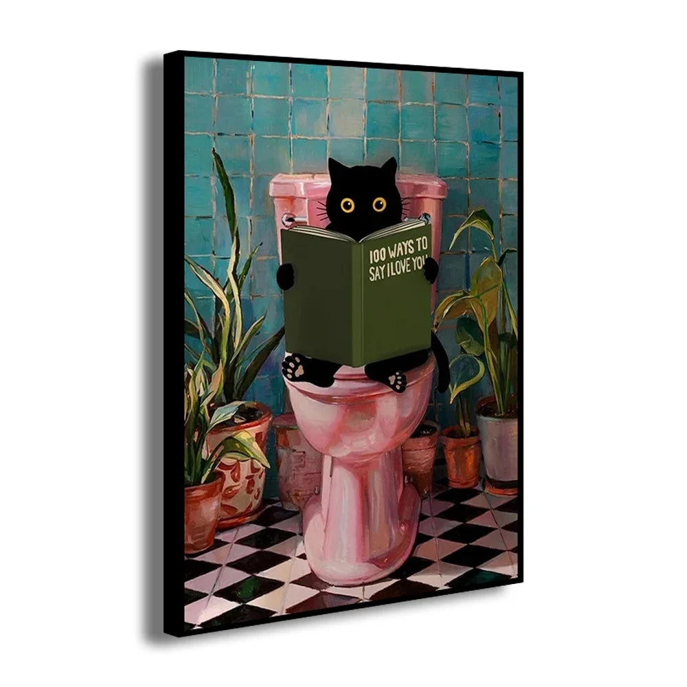 Bathroom Cat Canvas.