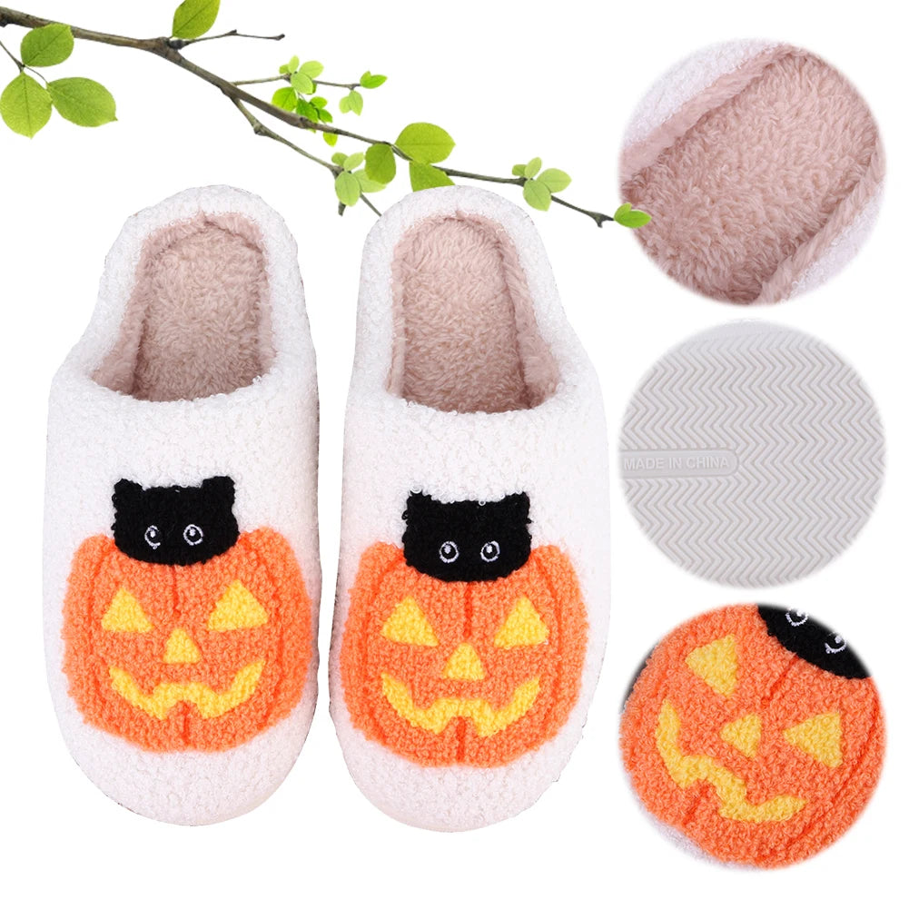 Halloween Pumpkin Cat Slippers.