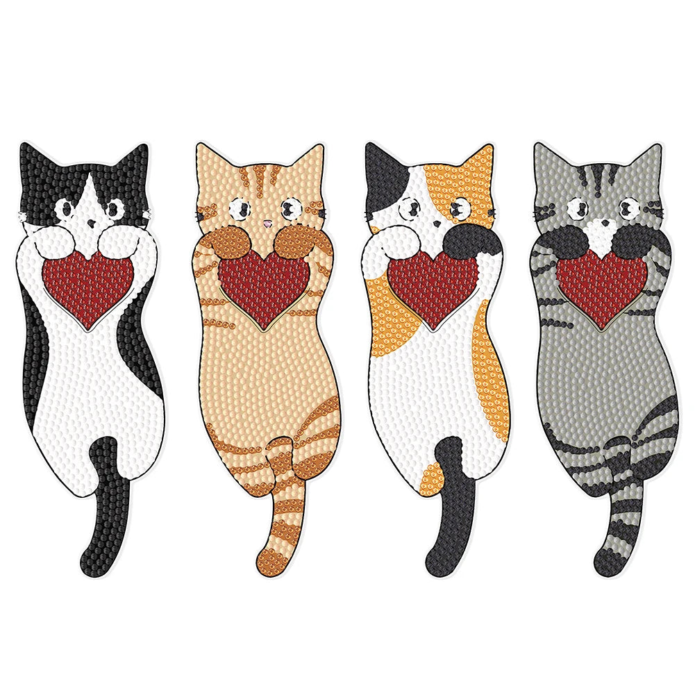 4Pcs Cat Paw Diamond Painting Bookmark.