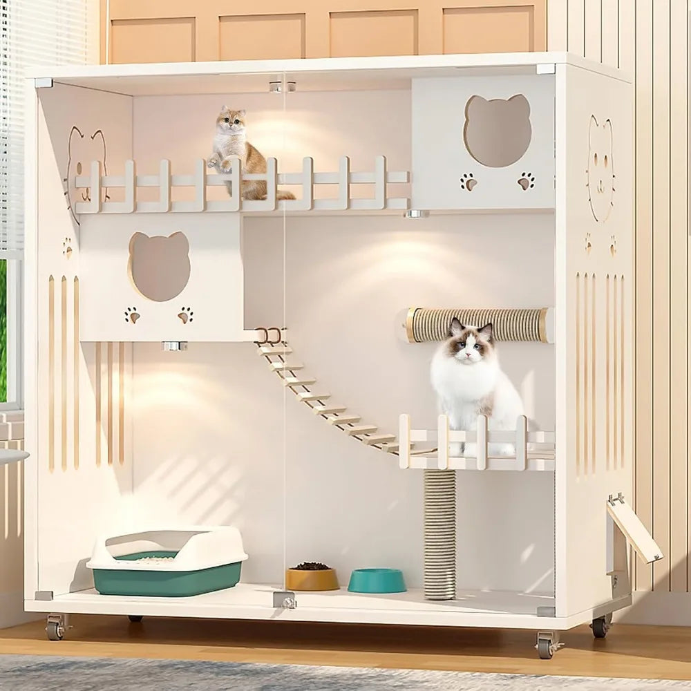Multi-Feature Enclosed Cat House.