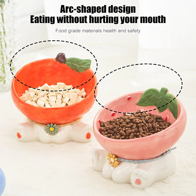 Tilted Cat Fruit Ceramic Bowl.