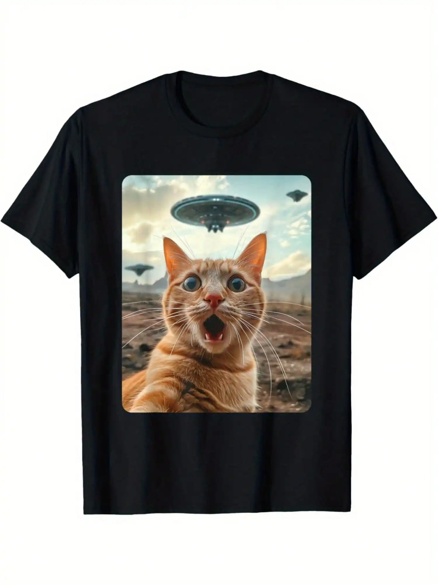 Cat UFO Graphic T Shirt.