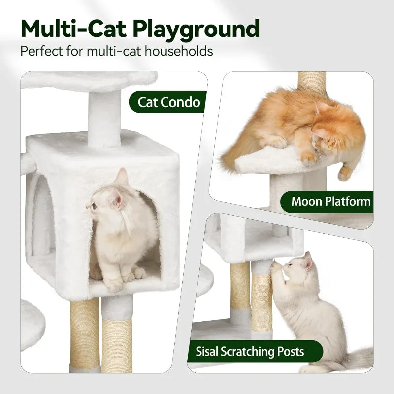 Cloud-Shaped Cat Tree. Cat Scratching Post with Dangling Toys