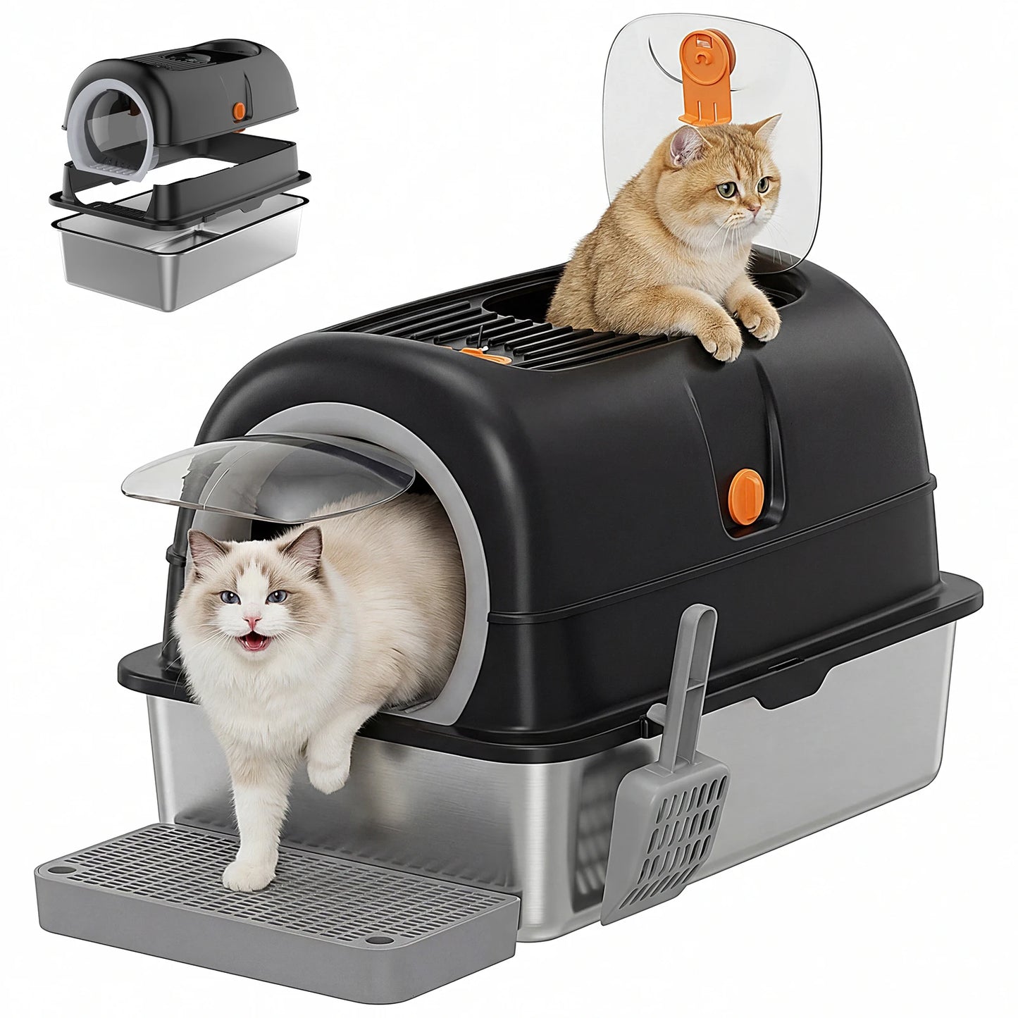 24IN Stainless Steel Cat Litter Box.