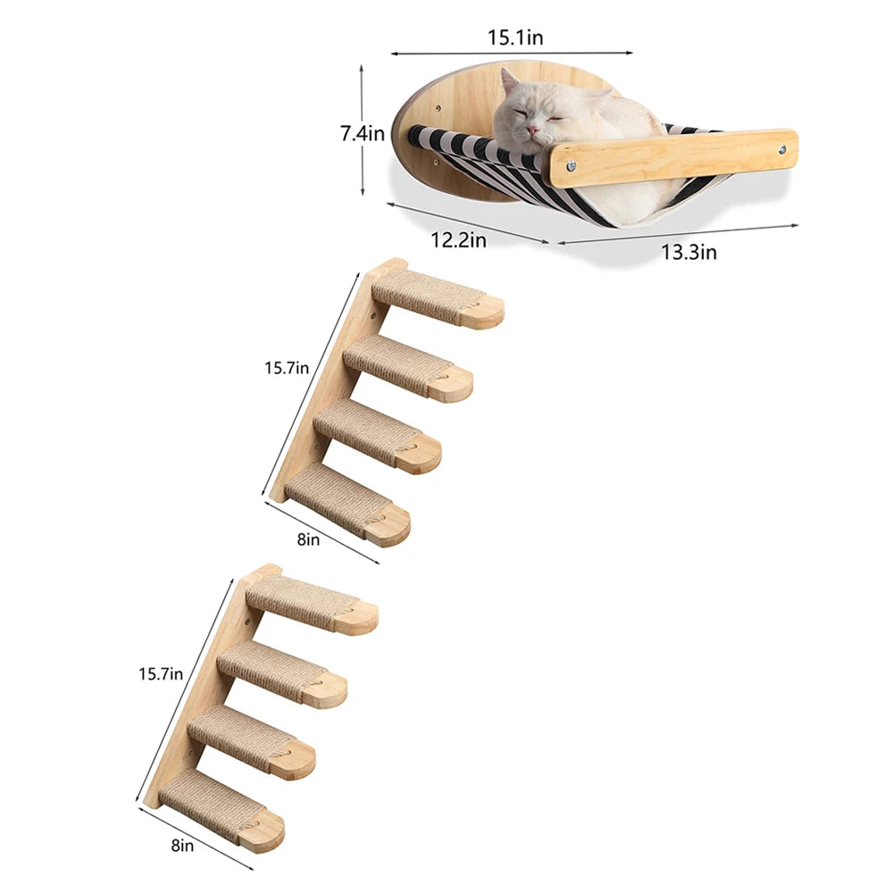 3Pcs Cat Hammock with Four Steps.