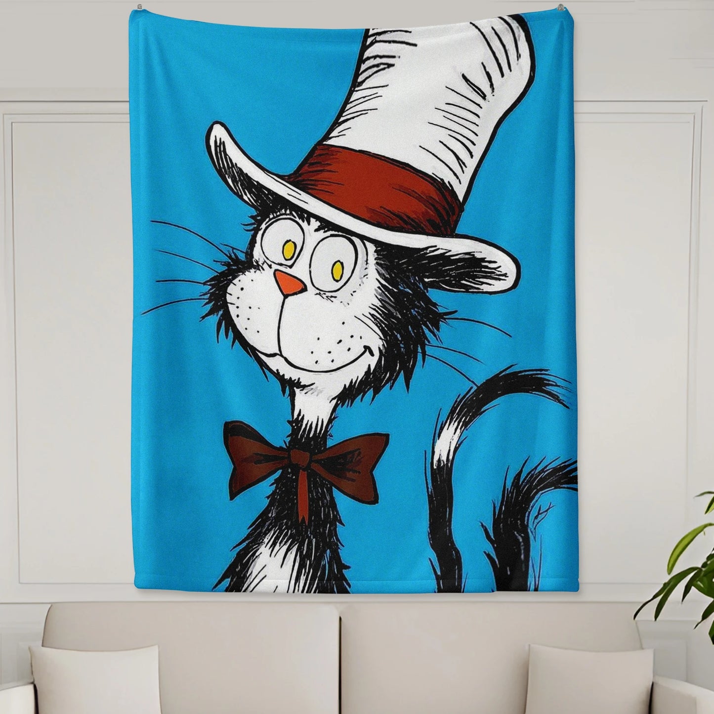 Cat In Hat Tapestry Blanket.