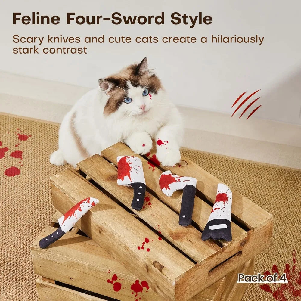 Horror knife 4Pcs Cat Toys.