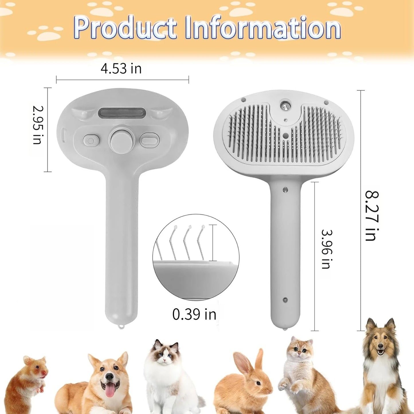 Pet Hair Cleaning Misting Comb Cat Brushes for Indoor Cats.