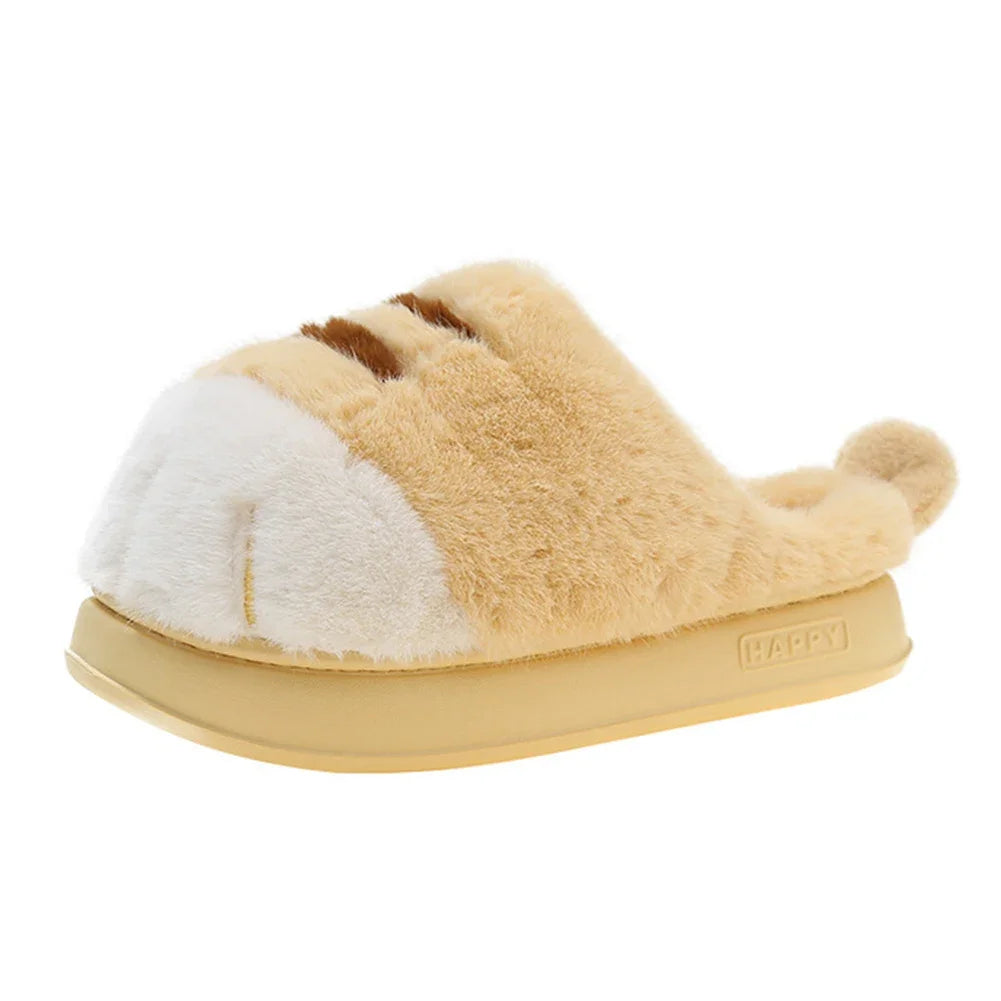 3D Cat Paw Plush Slippers.