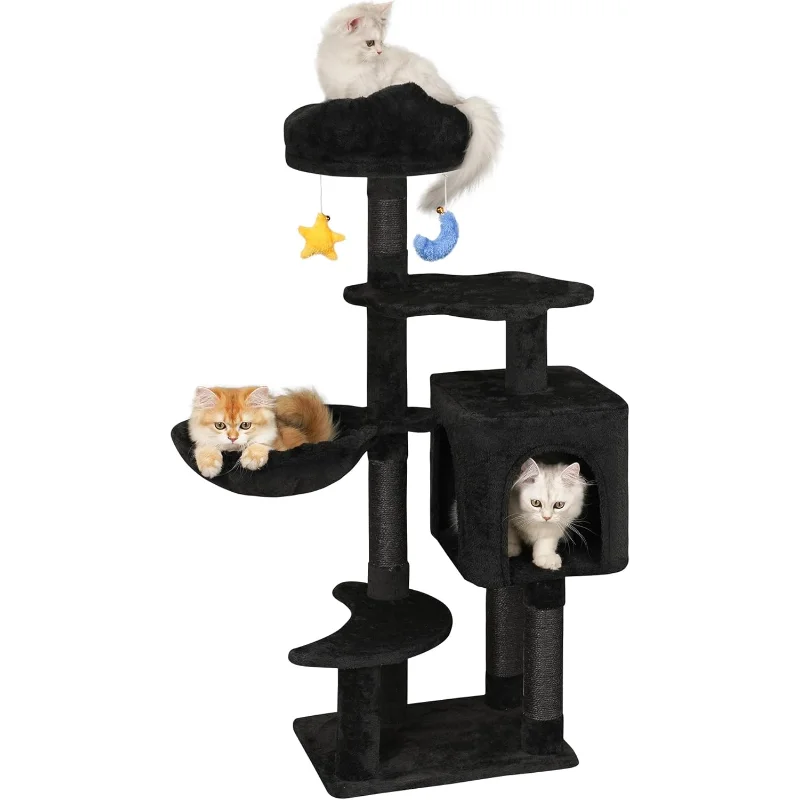 Cloud-Shaped Cat Tree. Cat Scratching Post with Dangling Toys