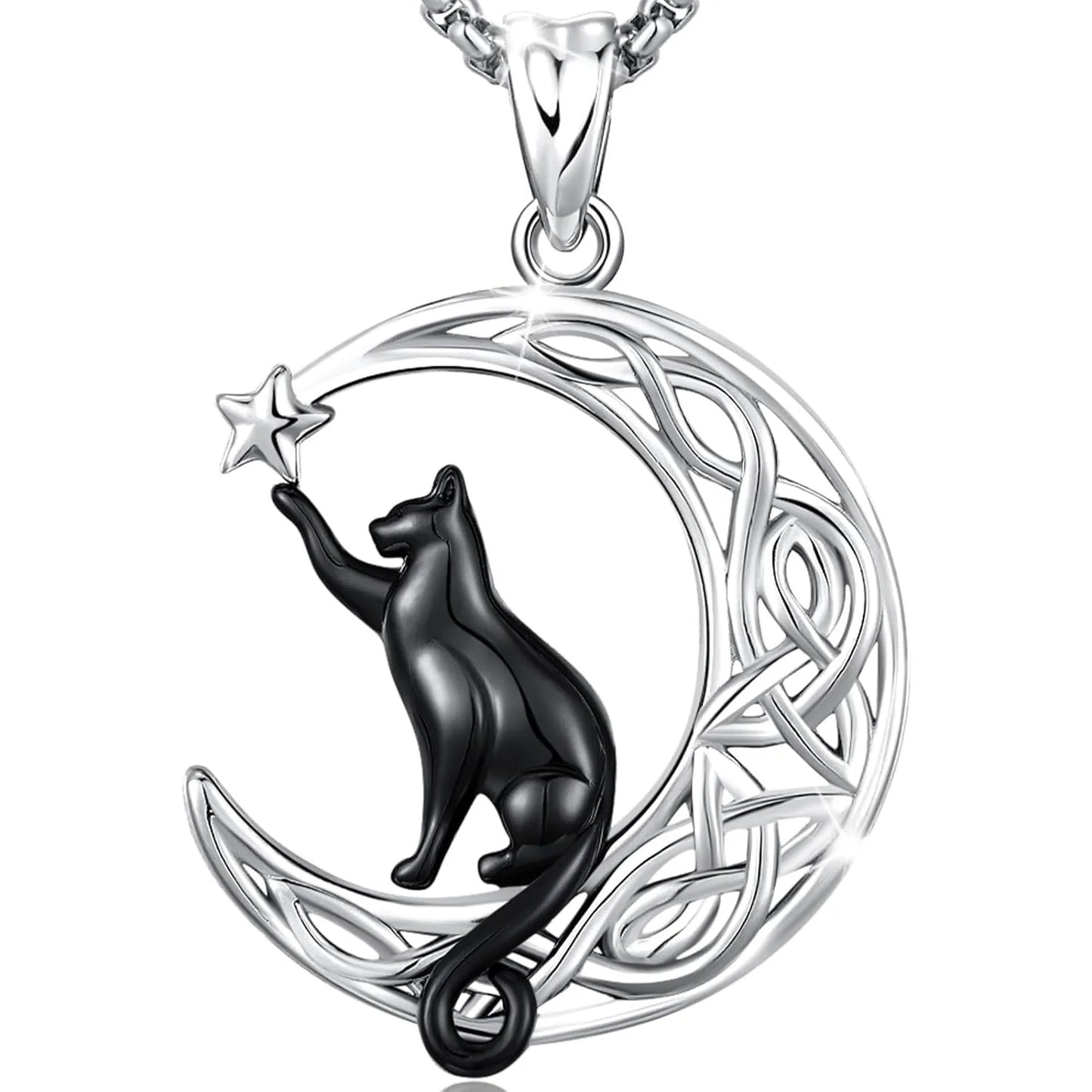 Black Cat Celtic knot Necklace.