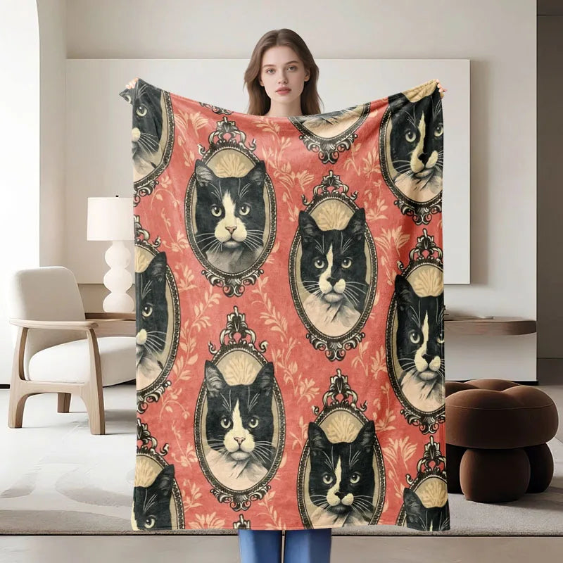 Black Cat Portrait Blanket.