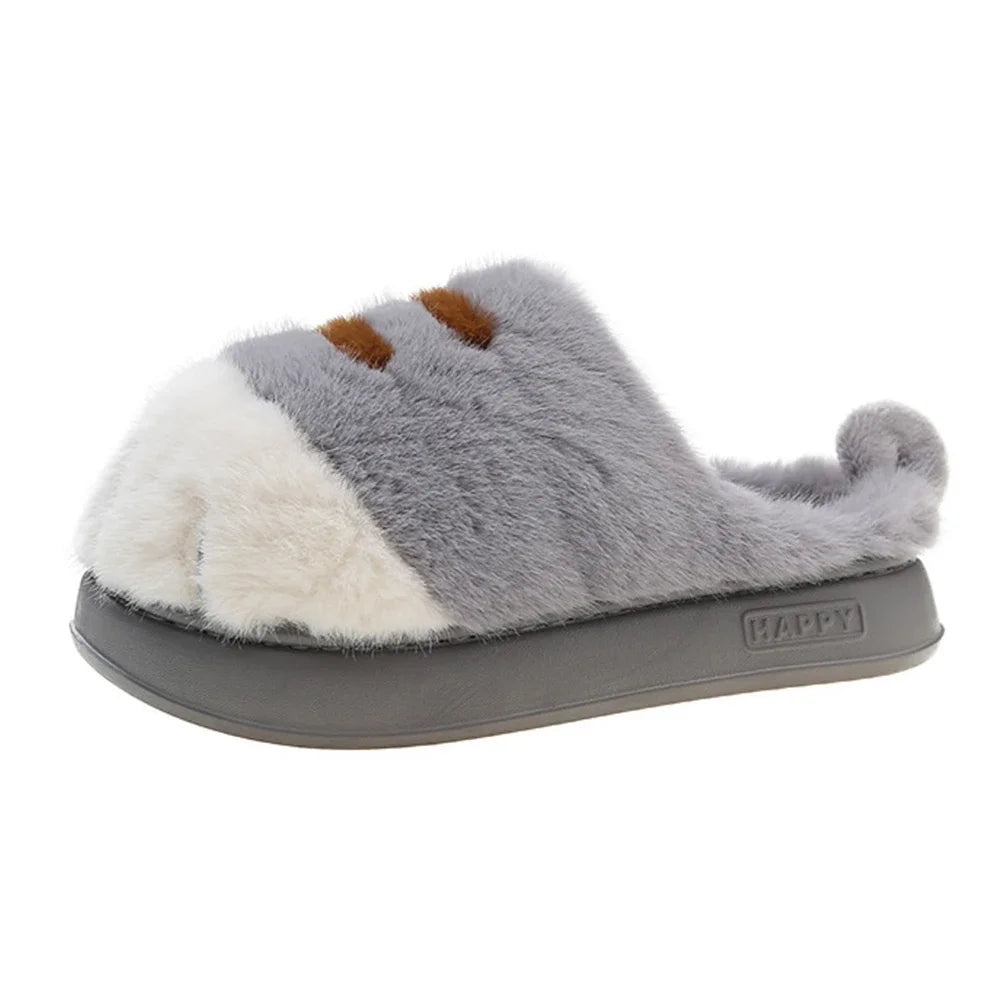 3D Cat Paw Plush Slippers.