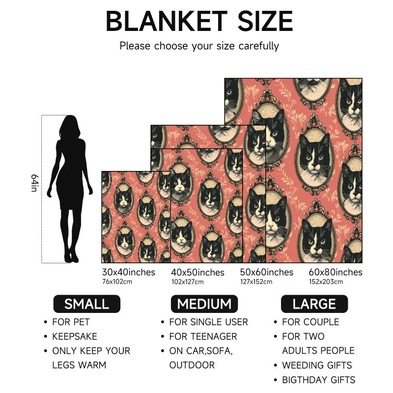 Black Cat Portrait Blanket.