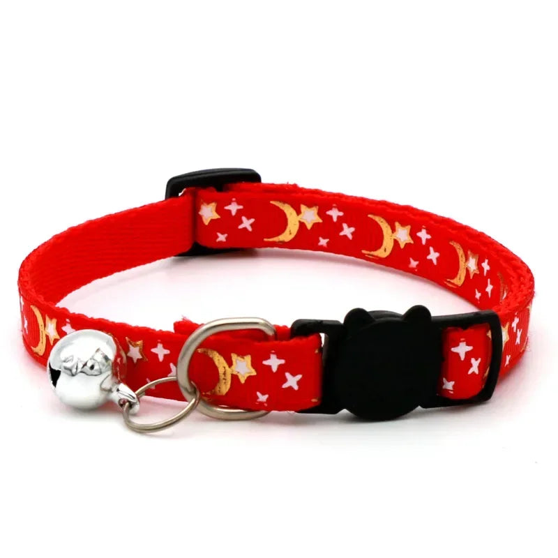 Cat Collar with Bell Cartoon Star Moon.