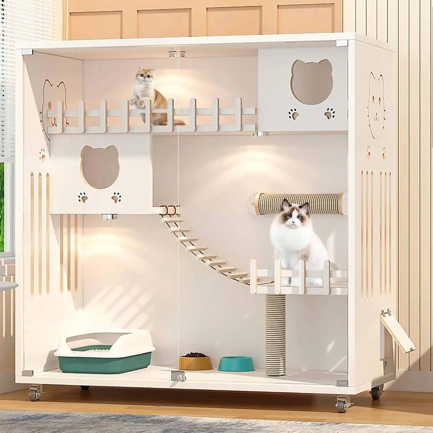 Multi-Feature Enclosed Cat House.