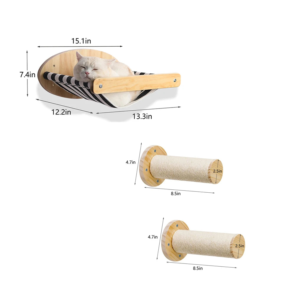 3Pcs Cat Hammock with Four Steps.